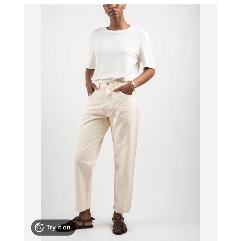 HATSKI Loose Tapered Denim Selvedge Pants In Ecru Size W0